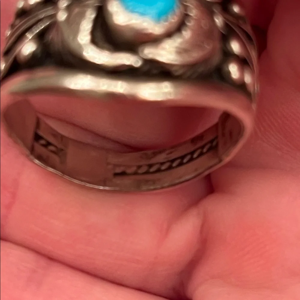 Sterling Turquoise Ring Size 13.5 Native American - Picture 10 of 11